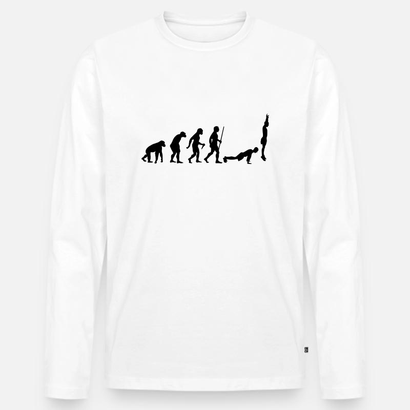 Evolution Burpee - Männer Premium Bio Langarmshirt - Weiß