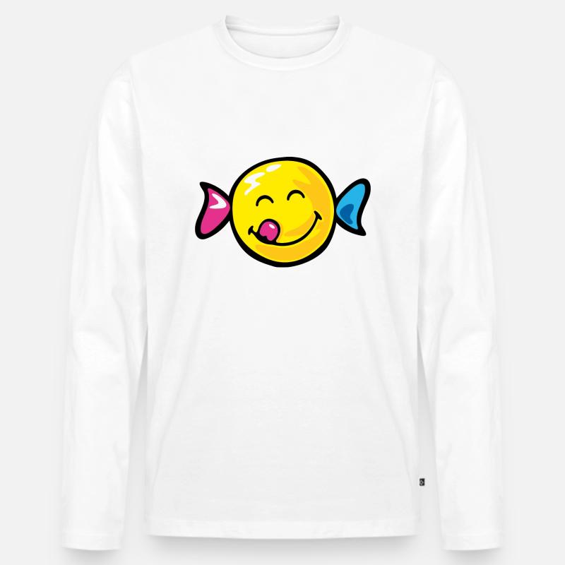 Smiley Sweety - Männer Premium Bio Langarmshirt - Weiß