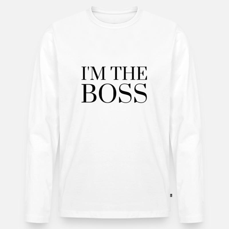 ICH BIN DER CHEF - Männer Premium Bio Langarmshirt - Weiß