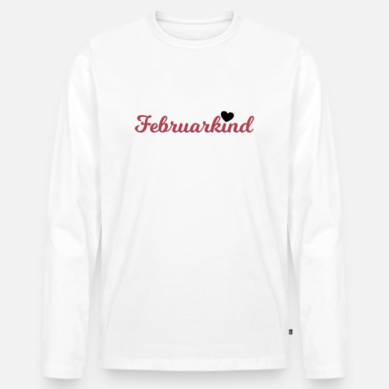 Februarkind - Männer Premium Bio Langarmshirt - Weiß