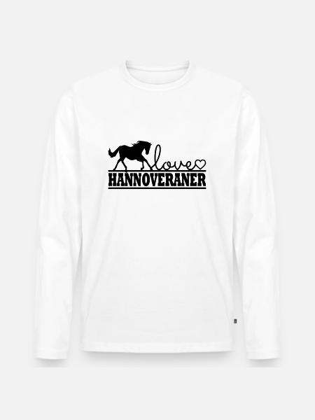 Pferd Hannoveraner - Männer Premium Bio Langarmshirt - Weiß