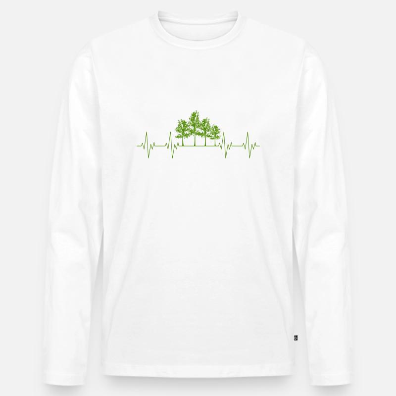 Förster Wald Baum Natur Herzschlag Geschenk coole - Männer Premium Bio Langarmshirt - Weiß