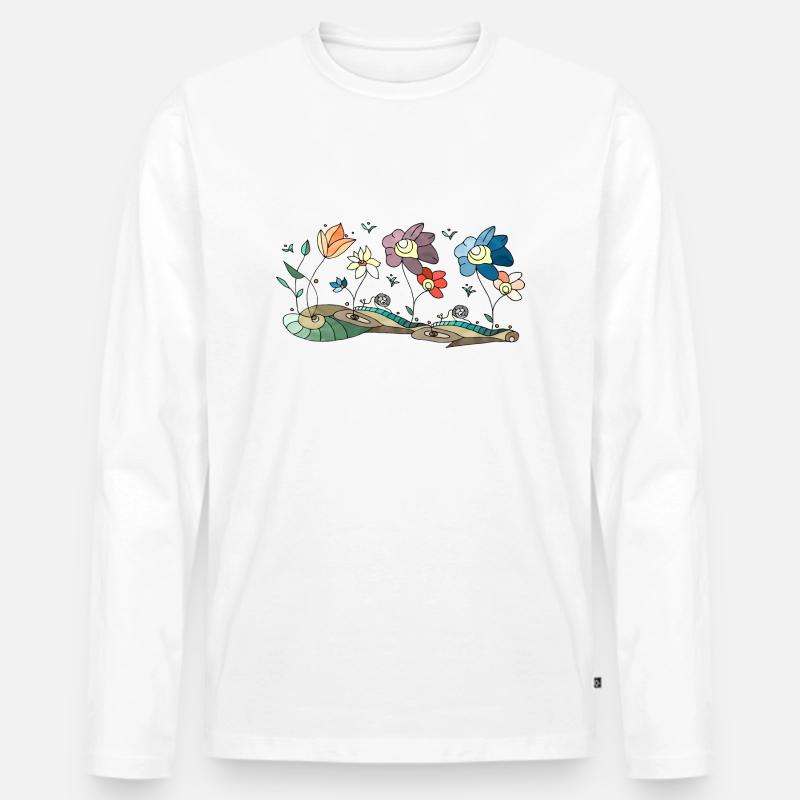 Blumen - Männer Premium Bio Langarmshirt - Weiß