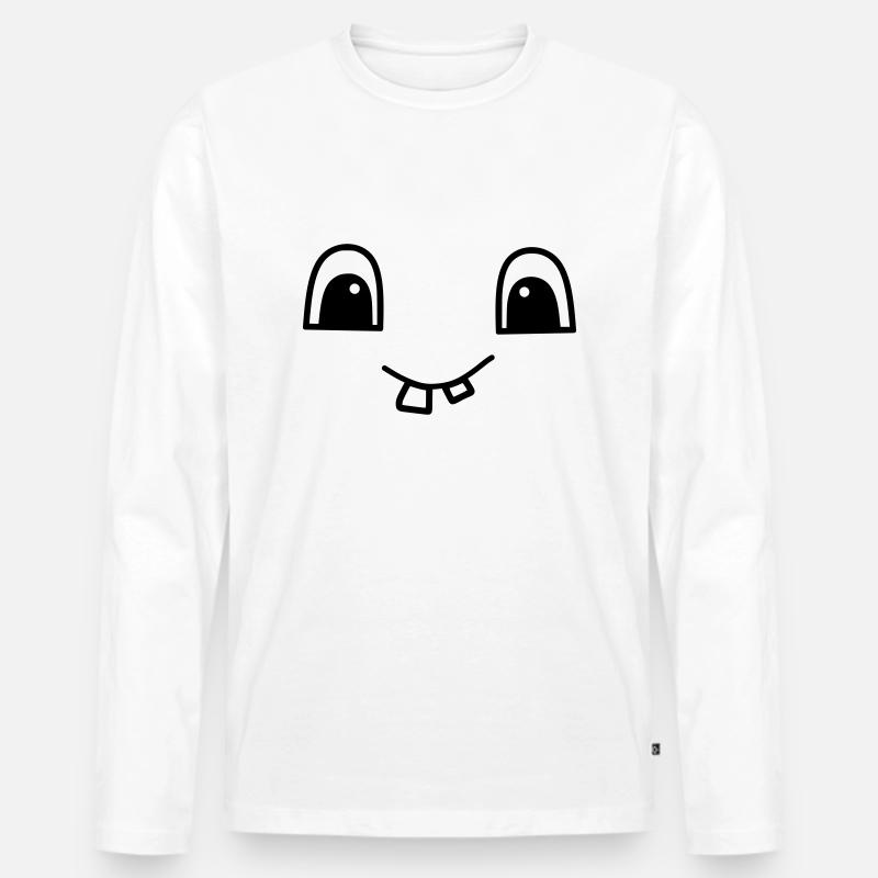 Cute face with two teeth - Männer Premium Bio Langarmshirt - Weiß