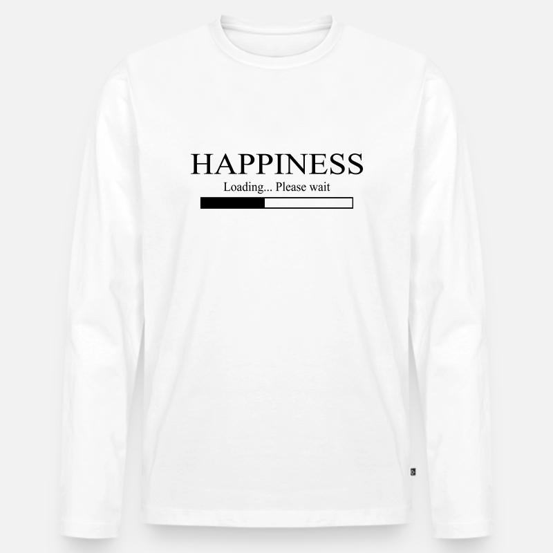 Happiness Loading Please wait - Männer Premium Bio Langarmshirt - Weiß