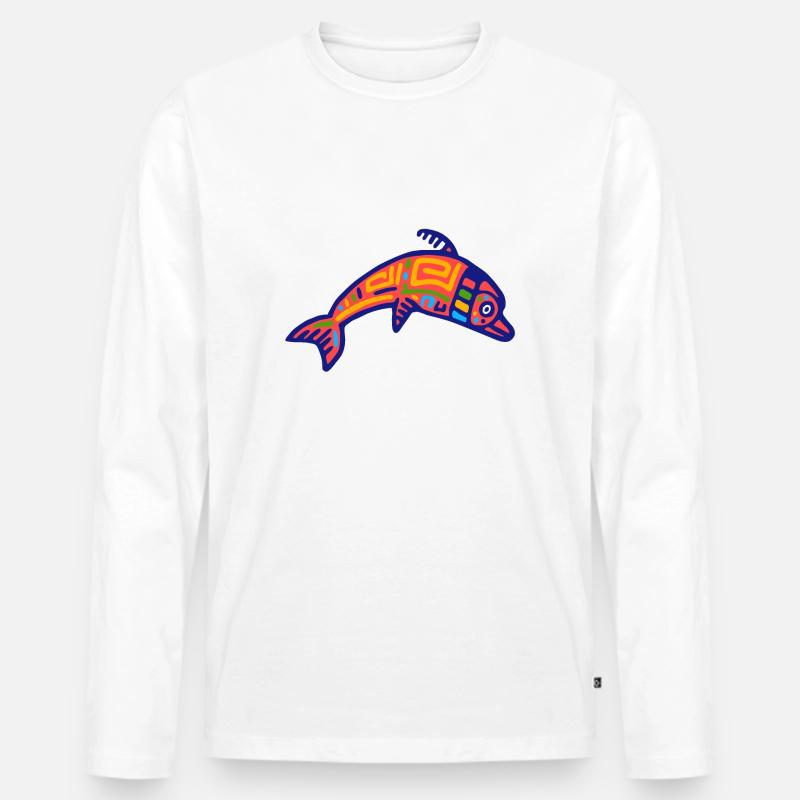 Kultur der Inkas, Delfin - Männer Premium Bio Langarmshirt - Weiß
