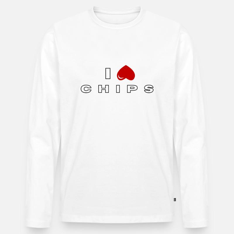 Ich hasse Chips - Männer Premium Bio Langarmshirt - Weiß