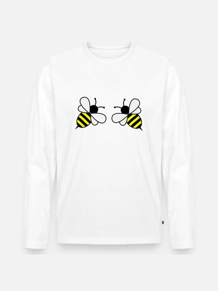 bees - Männer Premium Bio Langarmshirt - Weiß