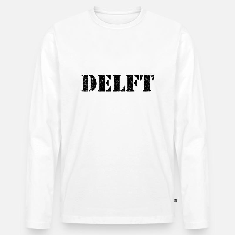 Delft - Männer Premium Bio Langarmshirt - Weiß
