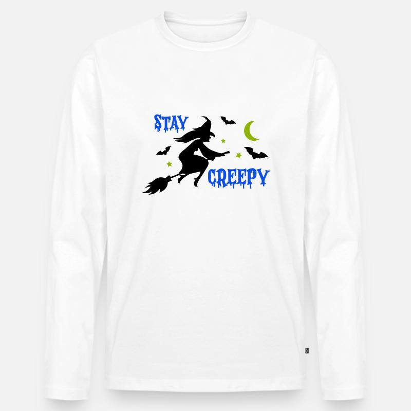 stay creepy hexe 1 - Männer Premium Bio Langarmshirt - Weiß