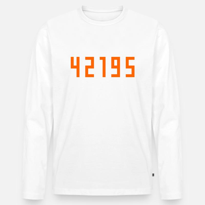 Marathon 42195 Meter - Männer Premium Bio Langarmshirt - Weiß