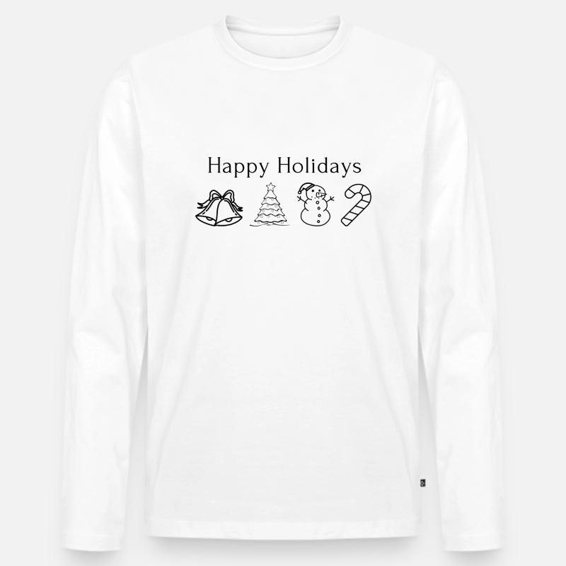 Happy Holidays - Männer Premium Bio Langarmshirt - Weiß
