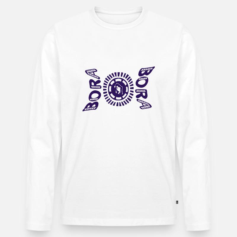Tattoo-Karte Bora Bora - Männer Premium Bio Langarmshirt - Weiß