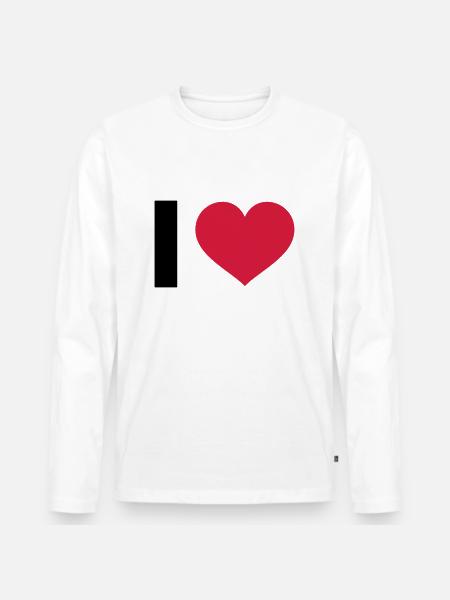 I LOVE - T-shirt manches longues Premium bio Homme - blanc
