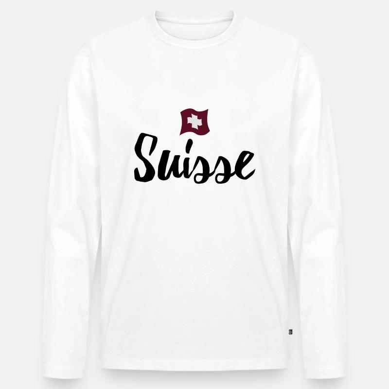 suisse - Männer Premium Bio Langarmshirt - Weiß