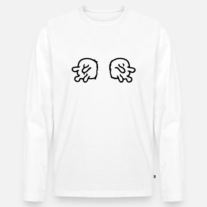 doppeltes Euter - line - Männer Premium Bio Langarmshirt - Weiß