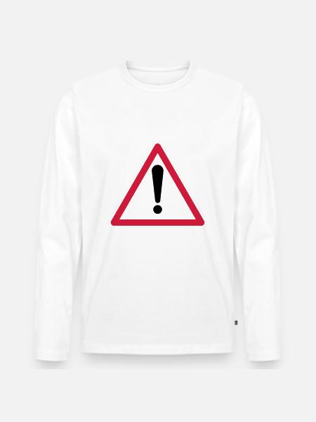 Warning! - Men's Premium Organic Long Sleeve Shirt - white