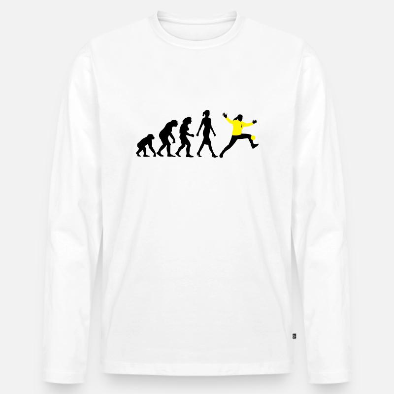 Evolution Handball Torhueterin - Männer Premium Bio Langarmshirt - Weiß