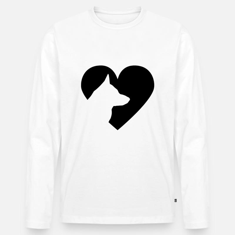 Herz mit Schäferhund Vector - Männer Premium Bio Langarmshirt - Weiß