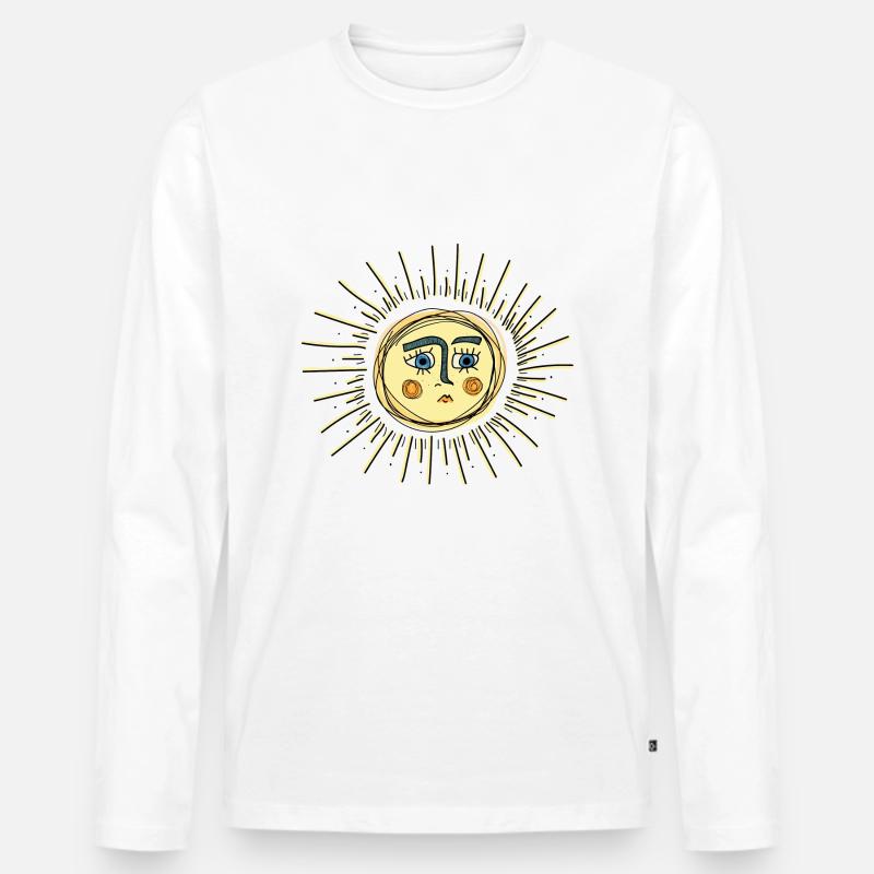 Sad Sun - Männer Premium Bio Langarmshirt - Weiß