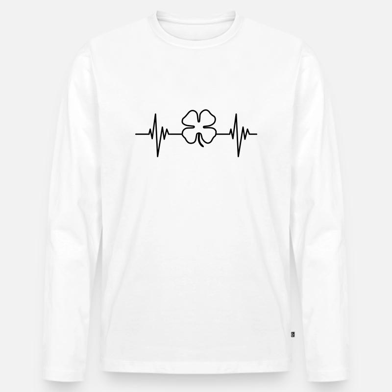 Clover Pulse - Männer Premium Bio Langarmshirt - Weiß