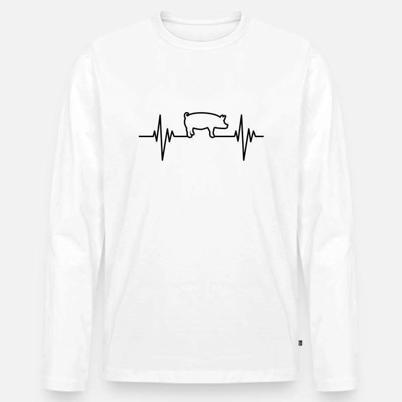 Pig Pulse - Männer Premium Bio Langarmshirt - Weiß