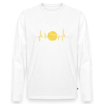 Herzschlag Tennis | Tennisfan Geschenk Tennisball - Männer Premium Bio Langarmshirt - Weiß - Vorne - Nico (187cm)