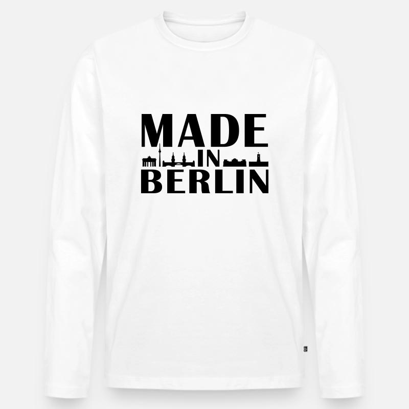 Berlin - Männer Premium Bio Langarmshirt - Weiß