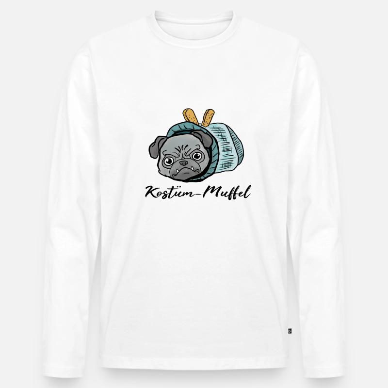 Mops beim Fasching! Geschenk Rollmops - Männer Premium Bio Langarmshirt - Weiß