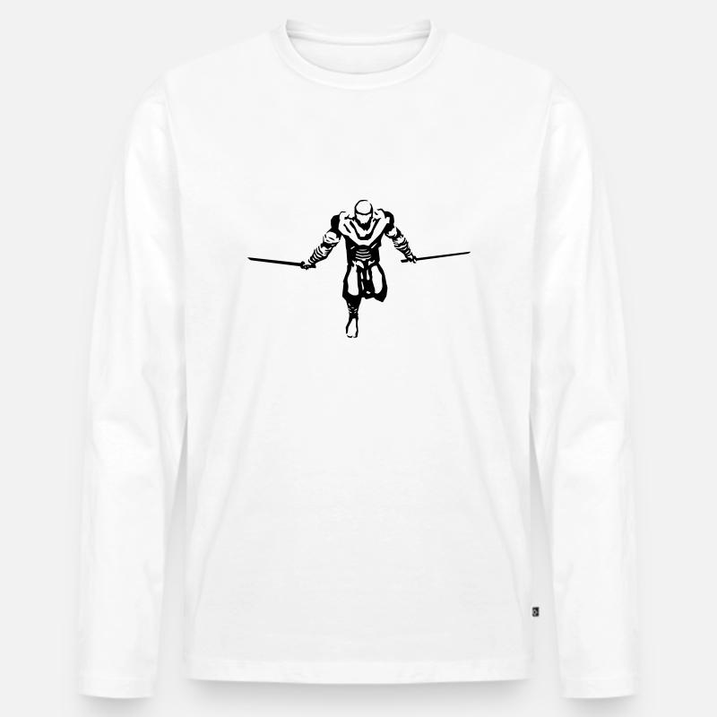 ninja - Männer Premium Bio Langarmshirt - Weiß
