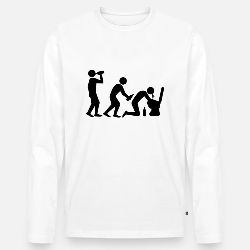 Drunken Evolution - Männer Premium Bio Langarmshirt - Weiß