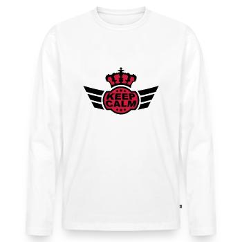 Keep Calm - Men's Premium Organic Long Sleeve Shirt - white - Front - Nico (187cm)