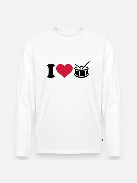 I love Drum - Men's Premium Organic Long Sleeve Shirt - white