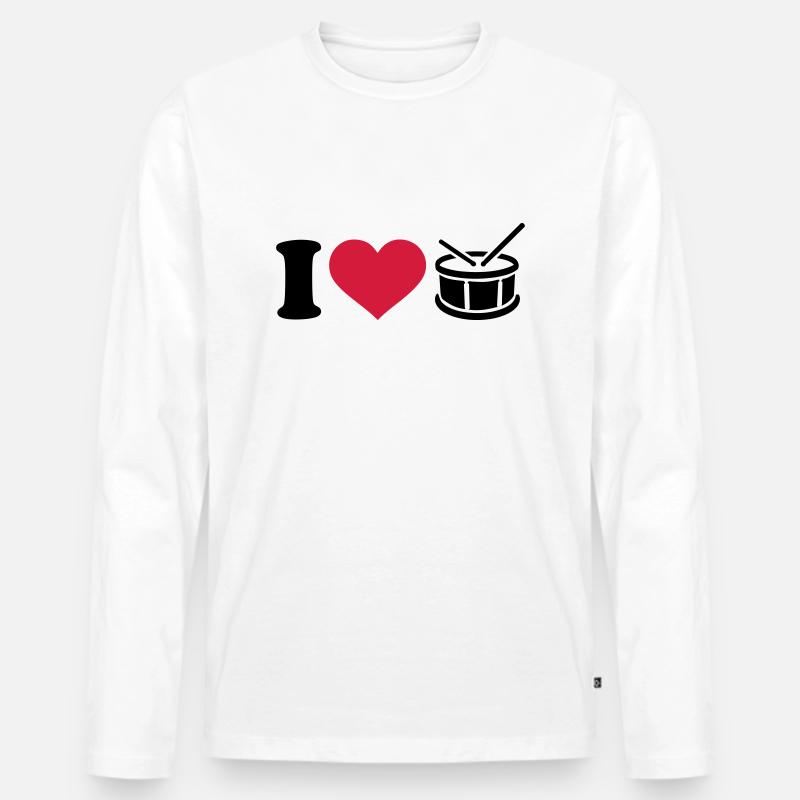 Trommel - Männer Premium Bio Langarmshirt - Weiß