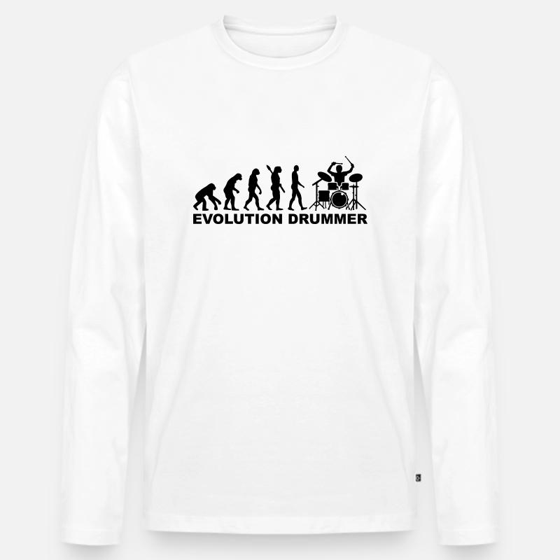Drummer - Männer Premium Bio Langarmshirt - Weiß