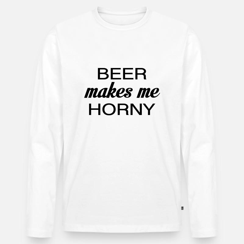 Beer makes me Horny - Männer Premium Bio Langarmshirt - Weiß