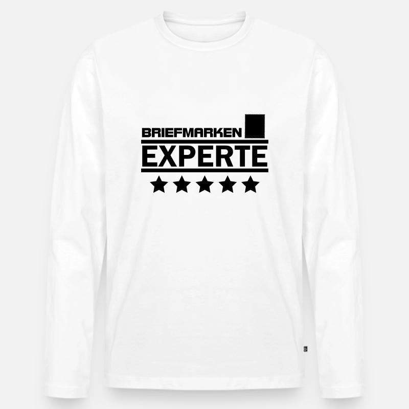 briefmarken experte - Männer Premium Bio Langarmshirt - Weiß
