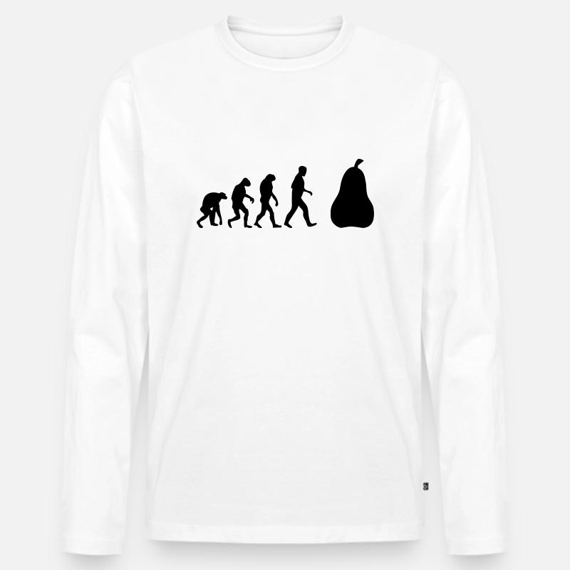 birnen evolution - Männer Premium Bio Langarmshirt - Weiß