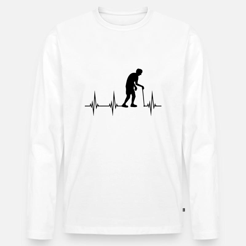 Opa Herzschlag EKG - Männer Premium Bio Langarmshirt - Weiß