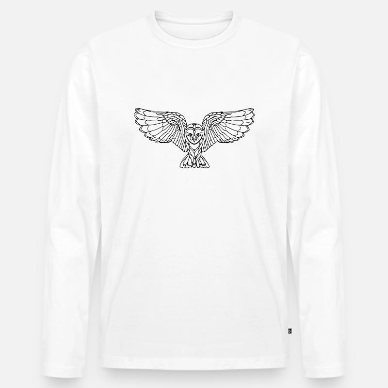 Elegante fliegende Eule - Männer Premium Bio Langarmshirt - Weiß