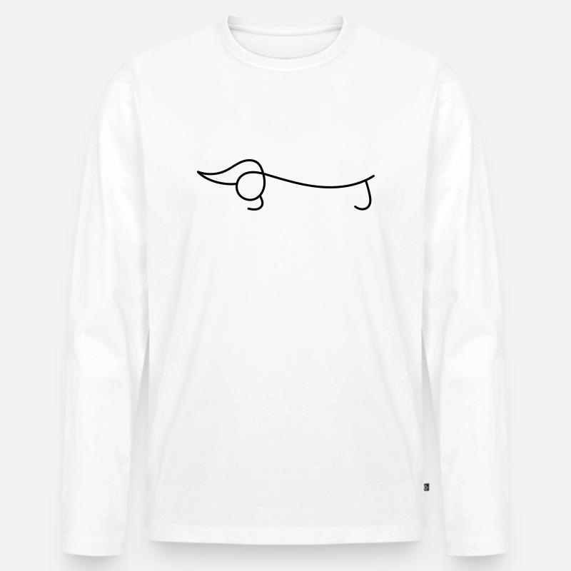Dackel- Line Art - Männer Premium Bio Langarmshirt - Weiß
