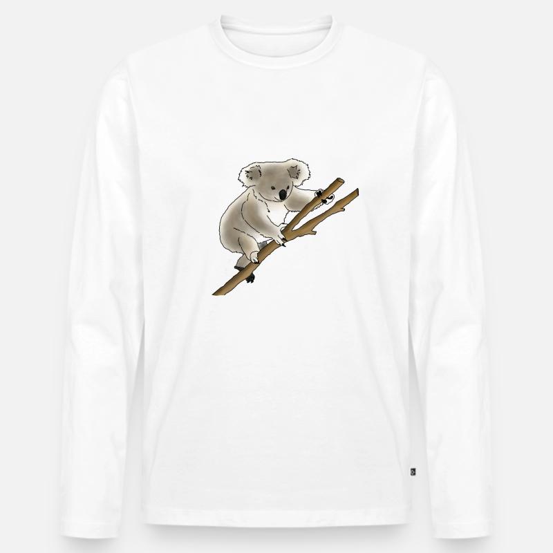 Koala - Männer Premium Bio Langarmshirt - Weiß