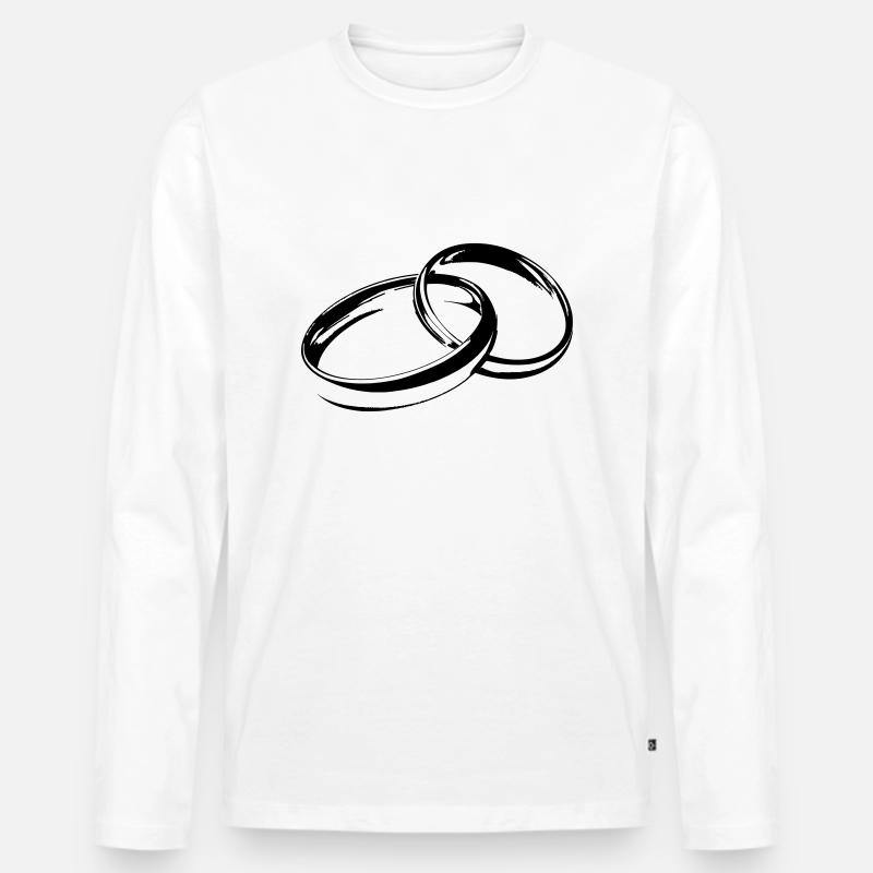 Eheringe Hochzeitsringe Trauringe - Männer Premium Bio Langarmshirt - Weiß