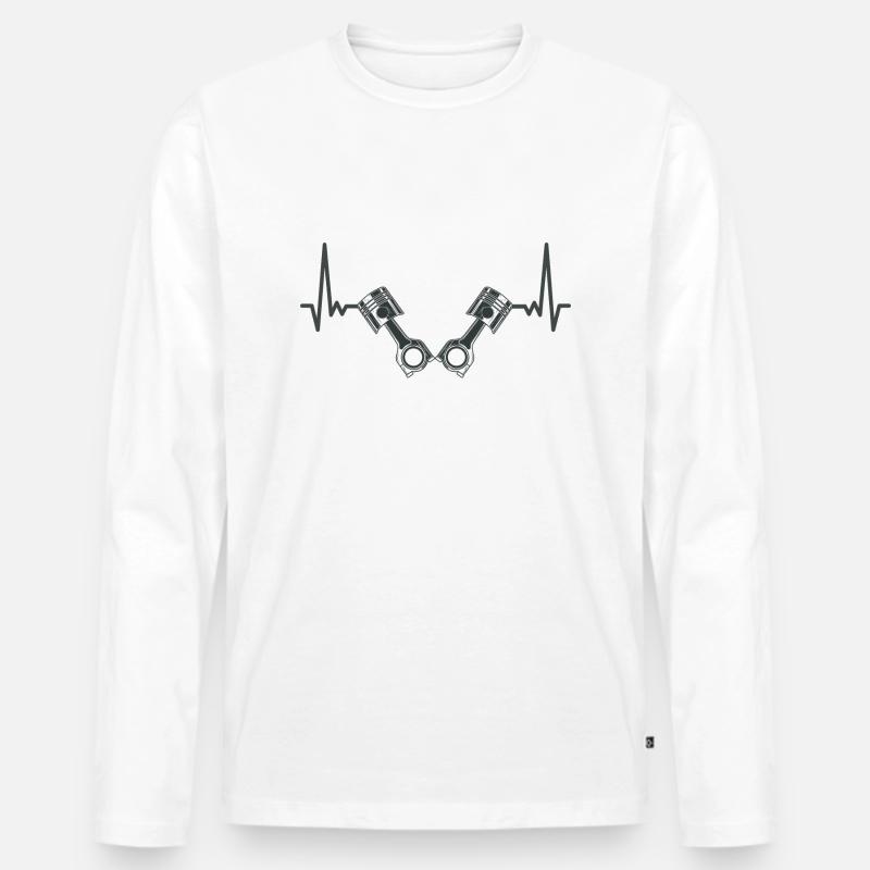 Piston Heartbeat V Motore Gift Mechanic - Maglia a manica lunga ecologica premium da uomo - bianco