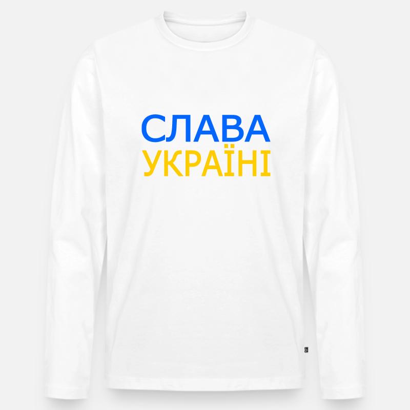 Slava ukraini - Männer Premium Bio Langarmshirt - Weiß