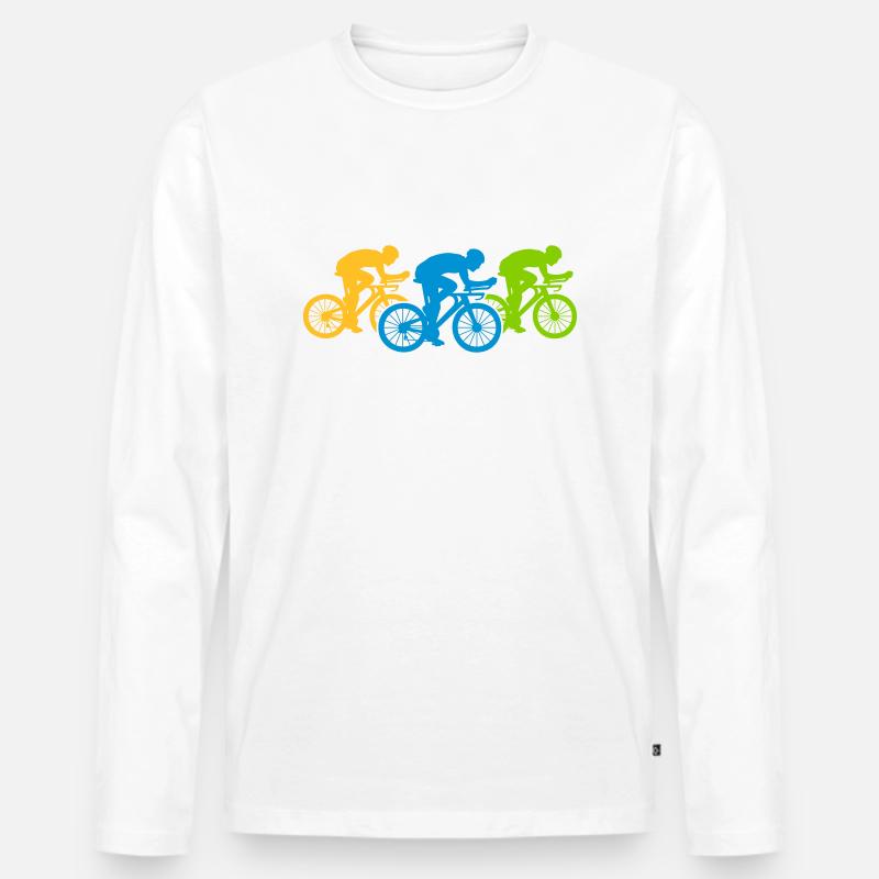 Fahrrad Team Triathlon - Männer Premium Bio Langarmshirt - Weiß