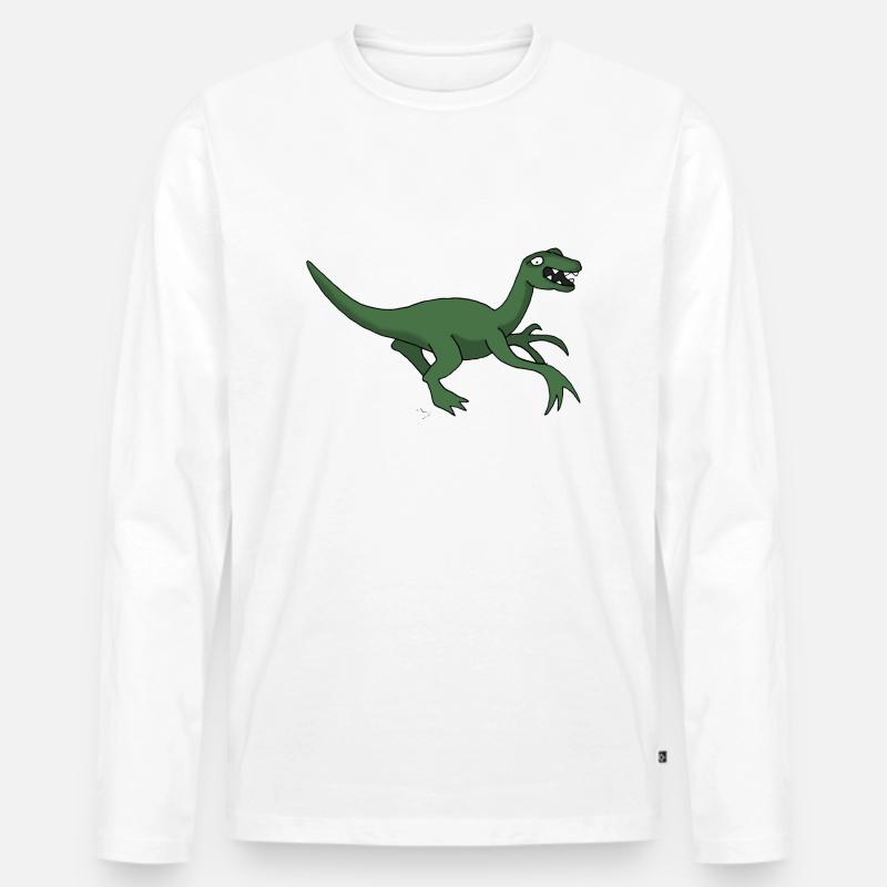 Dino 22 - Männer Premium Bio Langarmshirt - Weiß