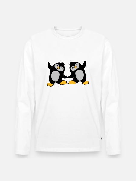 2 pingouins mignons dansant - T-shirt manches longues Premium bio Homme - blanc