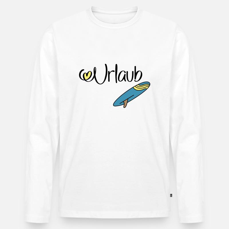 Urlaub mit Surfbrett - Männer Premium Bio Langarmshirt - Weiß