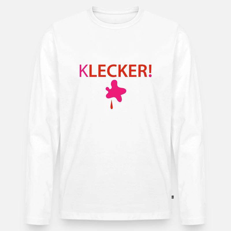 Lecker Klecker - Männer Premium Bio Langarmshirt - Weiß